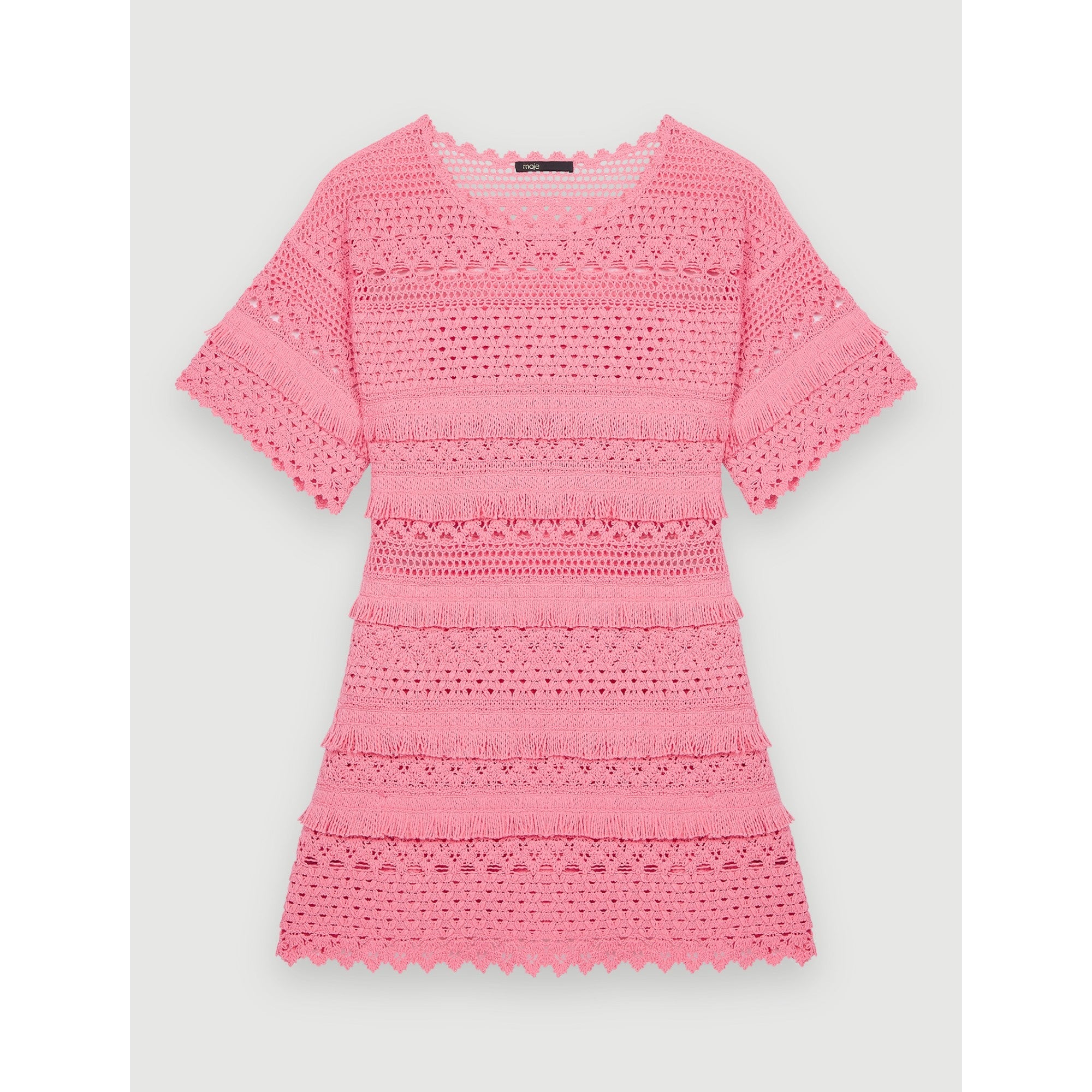 Women Crochet Knit Dress - Pink