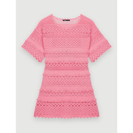 Women Crochet Knit Dress - Pink