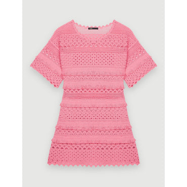 Women Crochet Knit Dress - Pink