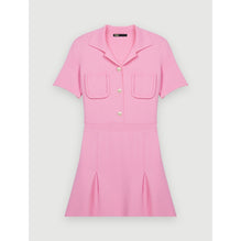 Women Pink Knit Dress, Fitted At Waist - Pink