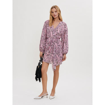 Women Paisley Print Asymmetrical Dress - Pink Paisley