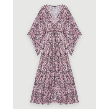 Women Paisley Print Flowing Scarf Dress - Pink Paisley