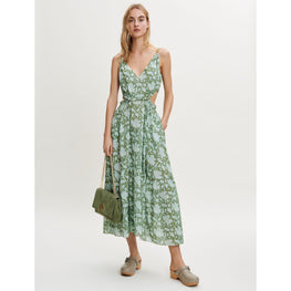 Women Printed Cotton Dress - Green