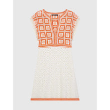 Women Two-Colour Crochet Dress - Orange