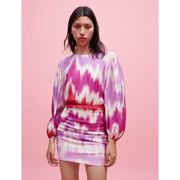 Women Tie And Dye Printed Viscose Dress - Tie Dye Pink