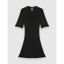 Women Ruffle Knit Dress - Black