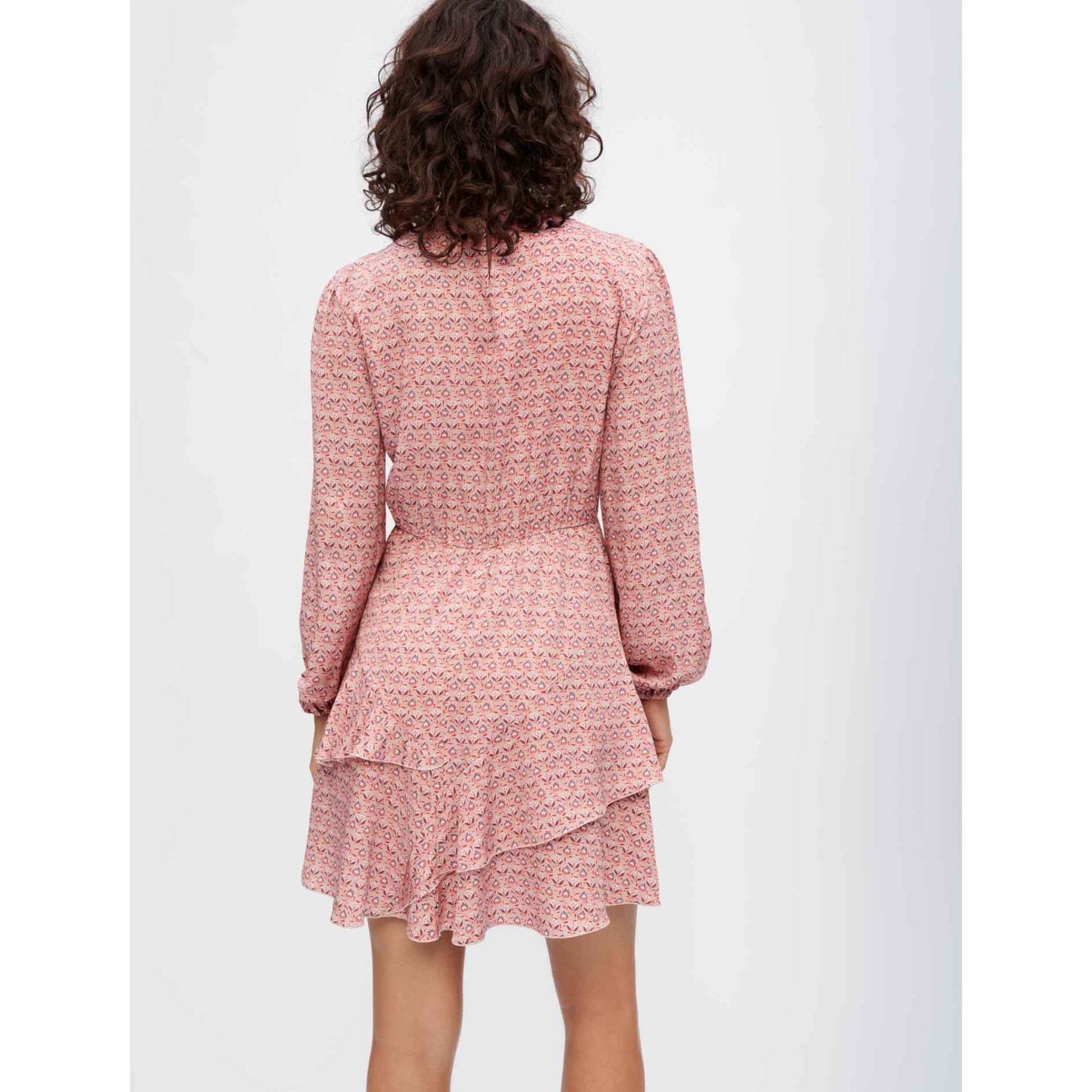 Women Printed Viscose Dress - Mini Flowers Pink