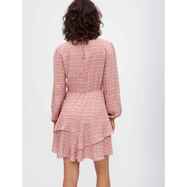 Women Printed Viscose Dress - Mini Flowers Pink