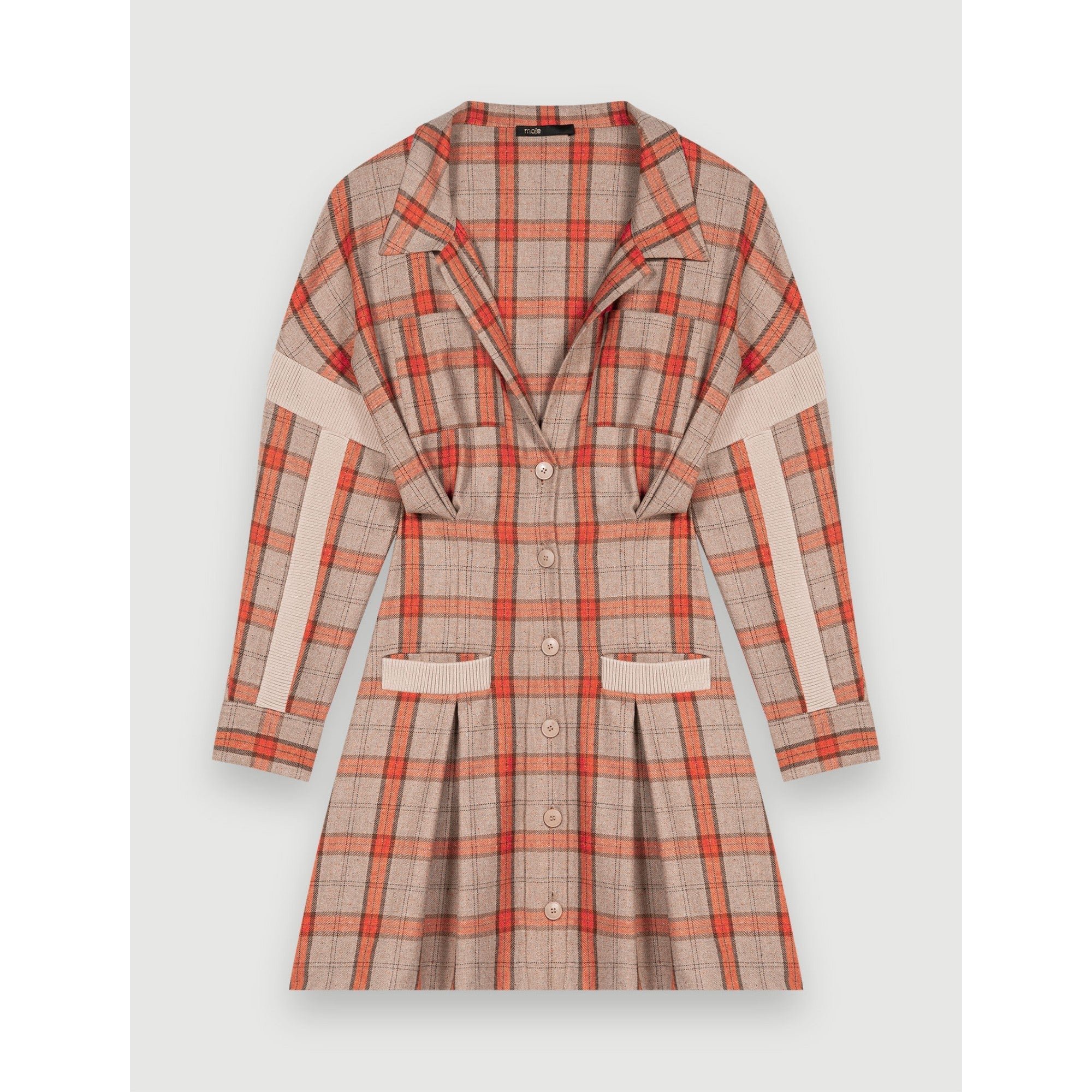 Women Orange And Camel Check Shirt Dress - Orange