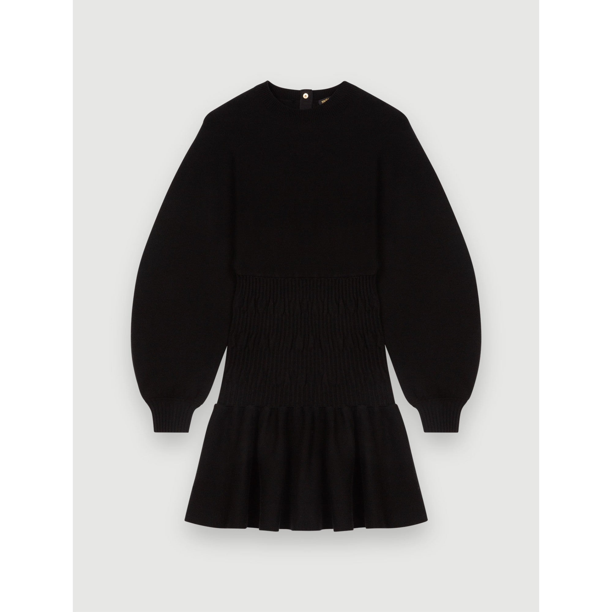 Women Thick Smocked Knit Dress - Black