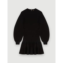 Women Thick Smocked Knit Dress - Black