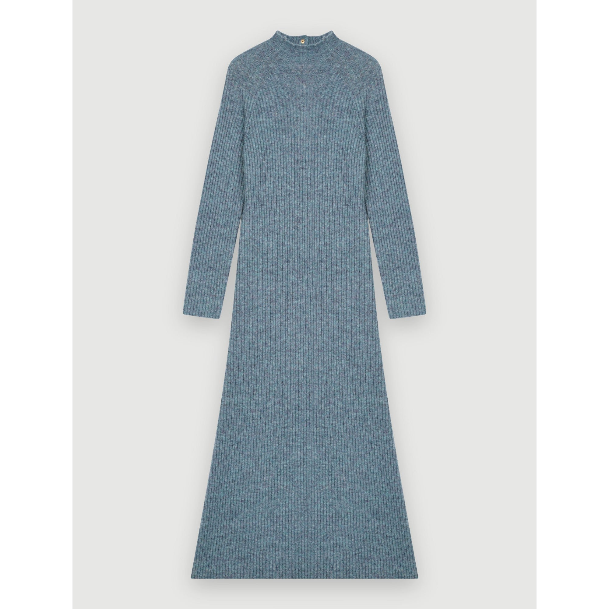 Women High Collar Mohair Dress - Blue