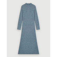 Women High Collar Mohair Dress - Blue