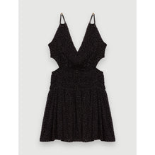 Women Strapless Velvet Feather Dress - Black