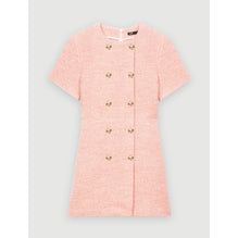 Women Pink And Ecru Mottled Tweed Dress - Pink