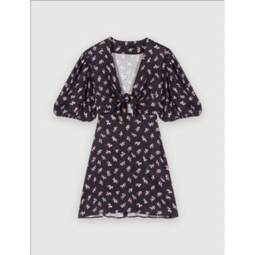 Women Short Bow Dress - Pink Lilly Of The Valley