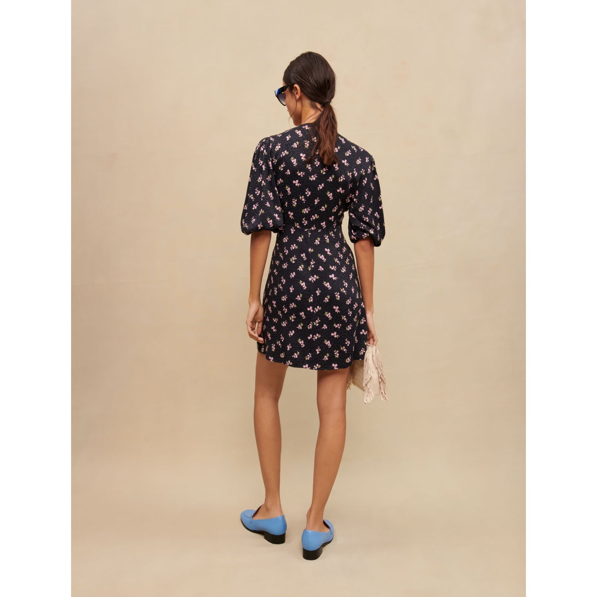 Women Short Bow Dress - Pink Lilly Of The Valley