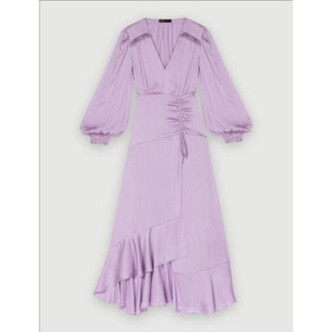Women Long Fluid Satiny Dress - Parma Violet