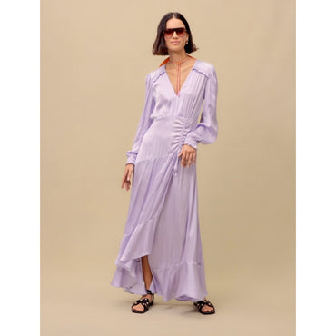Women Long Fluid Satiny Dress - Parma Violet