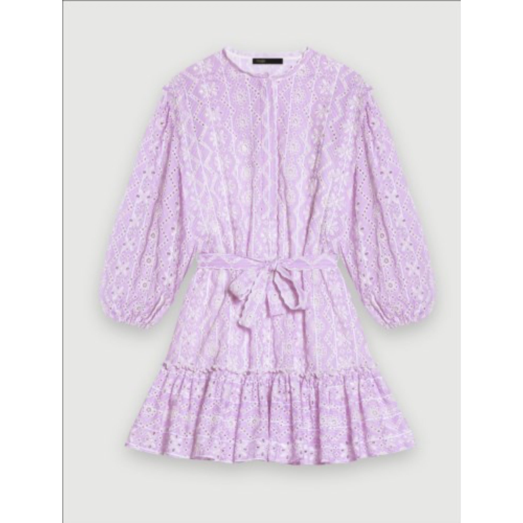 Women Embroidered Cotton Mini Dress - Parma Violet