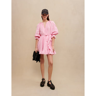 Women Ruffled Short Dress - Pale Pink