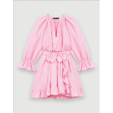 Women Ruffled Short Dress - Pale Pink