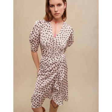 Women Palm Print Dress - Pink Mini Palm Tree