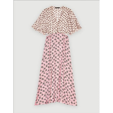 Women Palm Print Maxi Dress - Mix Palm Pink