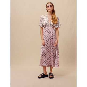Women Palm Print Maxi Dress - Mix Palm Pink