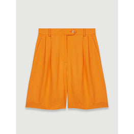 Women Flared Satin Shorts - Orange