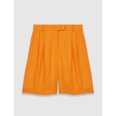 Women Flared Satin Shorts - Orange