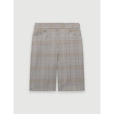 Women Checked Biker Shorts - Grey