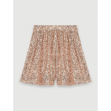 Women Sequinned Shorts - Metal Pink