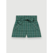 Women Belted Plaid Shorts - Green