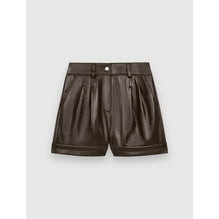 Women Lambskin Leather Shorts  - Brown