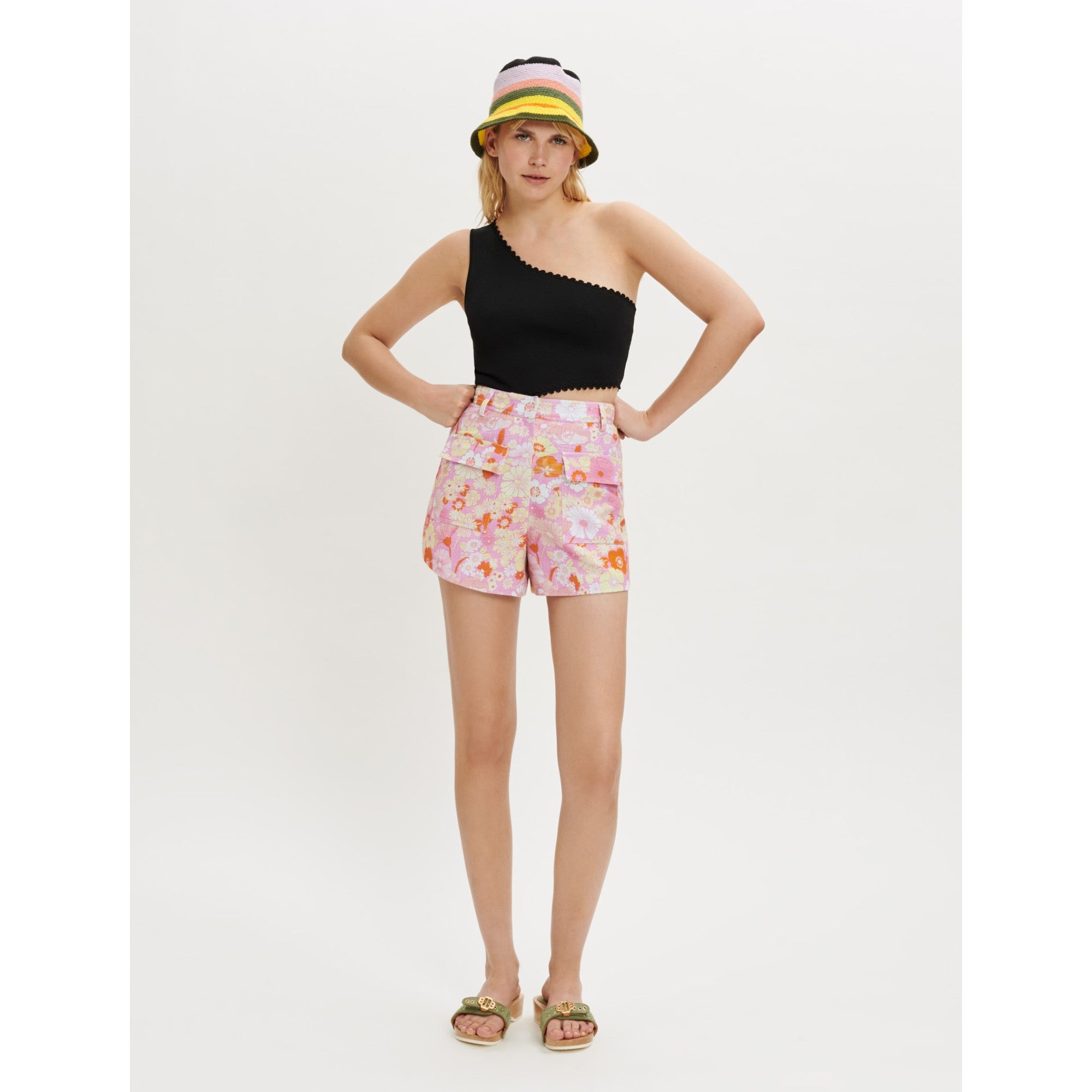 Women Flower Power Print Shorts - Pink