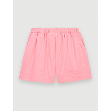 Women Embroidered Poplin Shorts - Pink