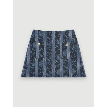 Women Jacquard Trompe L'Oeil Shorts - Indigo