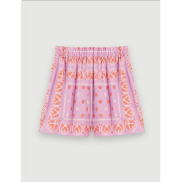 Women Paisley Print Shorts - Pink Bandana