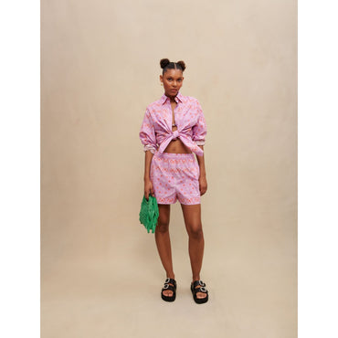 Women Paisley Print Shorts - Pink Bandana