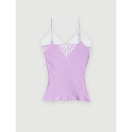 Women Silk Satin And Lace Top - Parma Violet