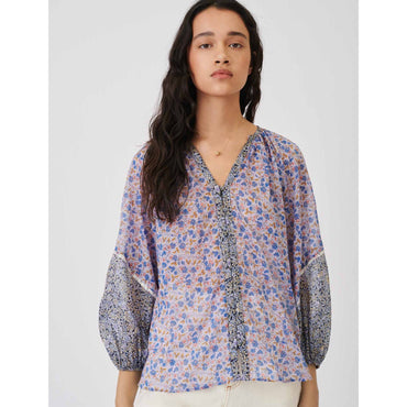 Women Cotton Voile Shirt To Tie - Blue