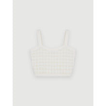 Women Tweed-Style Mesh Bra - Ecru