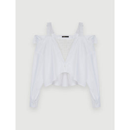 Women Trompe L'Oeil Lace Shirt - White