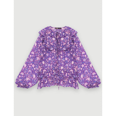 Women Dahlia Printed Viscose Top - Purple