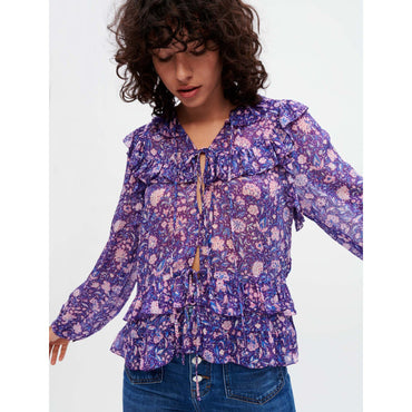 Women Dahlia Printed Viscose Top - Purple