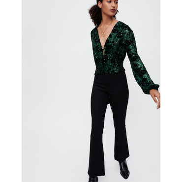 Women Sequin-Embroidered Top - Green