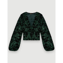 Women Sequin-Embroidered Top - Green