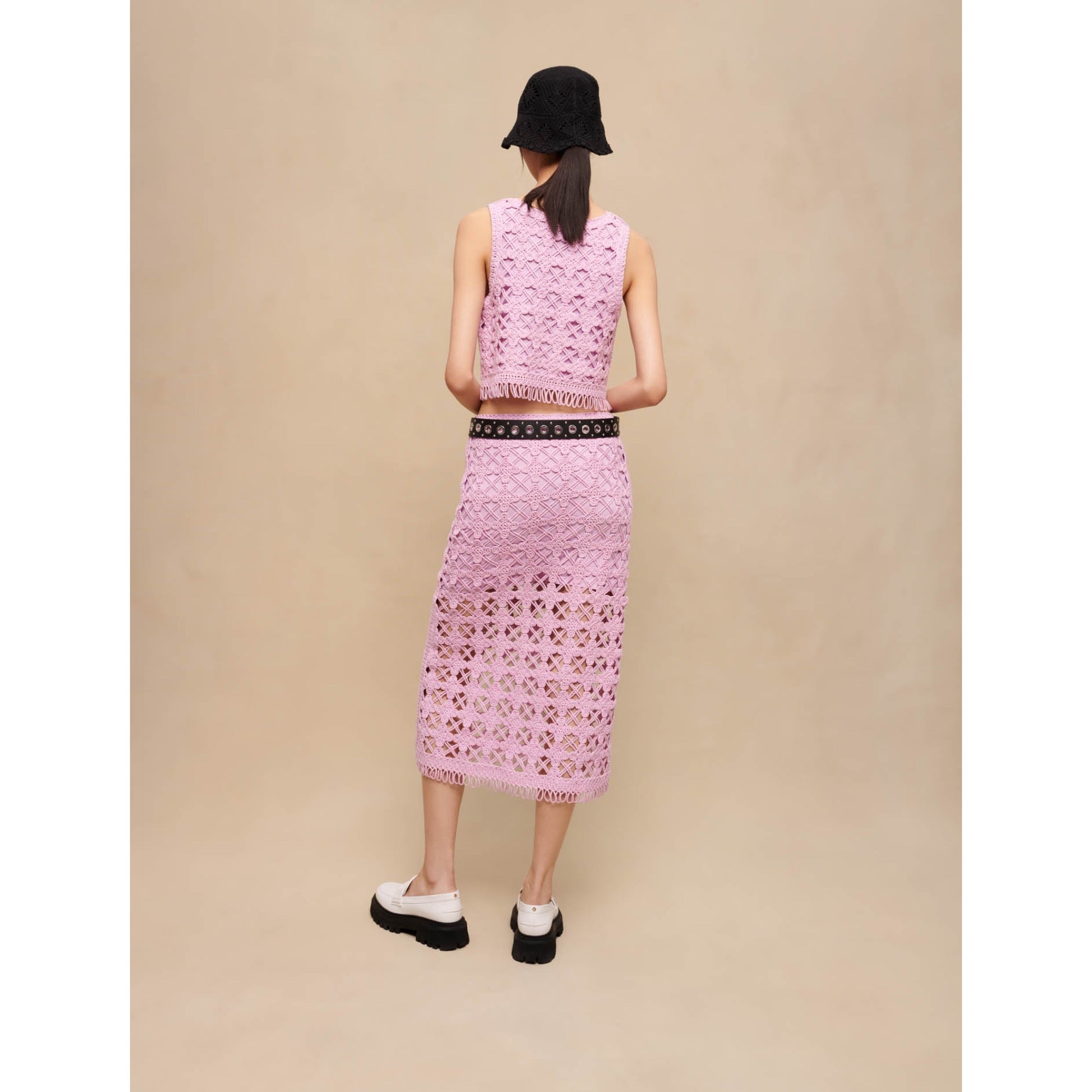 Women Crochet Crop Top - Parma Violet