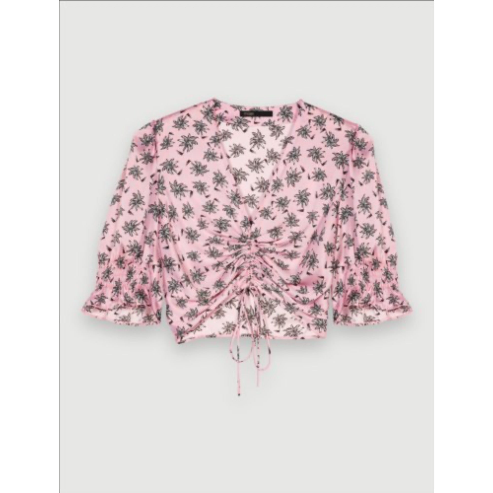 Women Palm-Tree Print Crop Top - Pink Palm Tree
